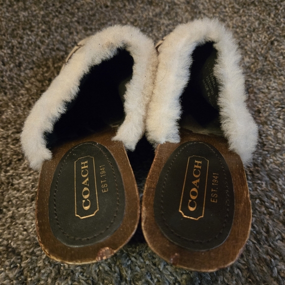 Coach Ivanka wood & faux fur clog sz6 1/2M - Picture 7 of 15